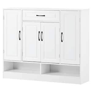 39.4 in. H x 47.2 in. W x 11.8 in. D White Shoe Storage Cabinet with Drawer and Adjustable Shelves