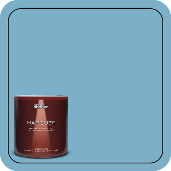BEHR MARQUEE 1 qt. #M490-4 Frisky Blue One-Coat Hide Matte Interior Paint & Primer