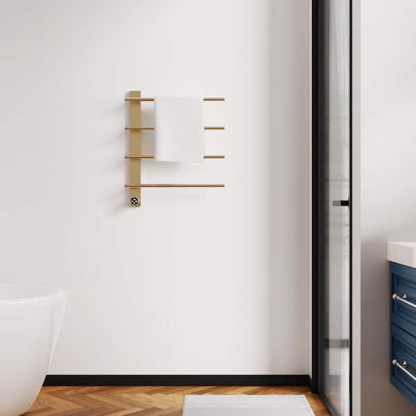 4-Bar Plug-In and Hardwire Towel Warmer in Brushed Gold