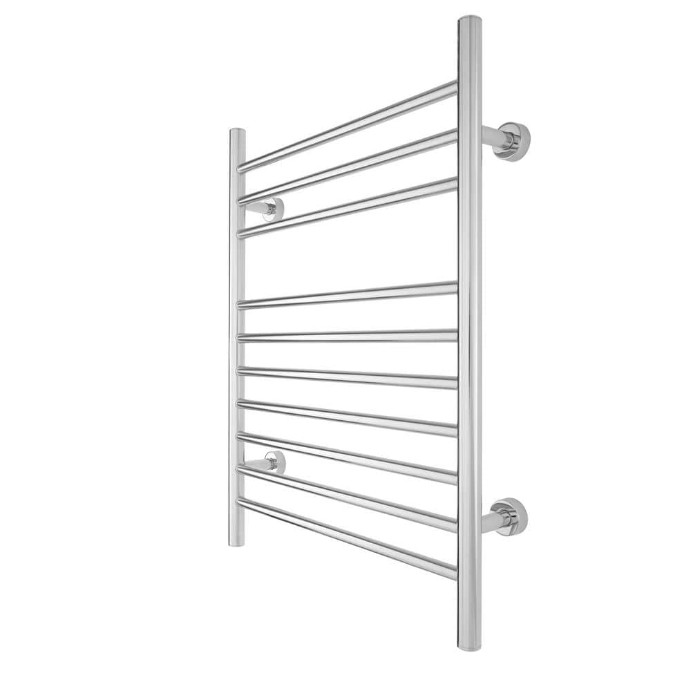 Polished Stainless Steel Wall-Mounted Towel Warmer with 10 Bars