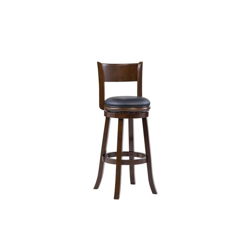 34 in. Palmetto Extra Tall High Back Wood Swivel Bar Stool - Cappuccino Fin