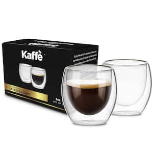 Kaffe Set of (2) 3oz Double-Wall Glass Espresso Cups ,Small