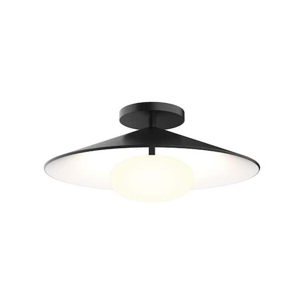 Cruz 15 in. 1 Light 13-Watt Metal - Black/White Integrated LED Flush Mount