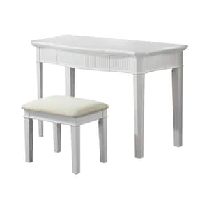 Silesia White and Ivory Vanity and Stool