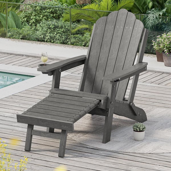 JOYESERY Charcoal Gray Folding HDPE Plastic 3-Position Adjustable