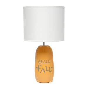 17.88 in. Cozy Autumn Hello Fall Pumpkin-Shaped Table Lamp for Home Decor, Living Room, Bedroom, Orange