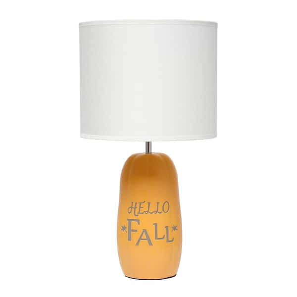 Simple Designs 17.88 in. Cozy Autumn Hello Fall Pumpkin-Shaped Table Lamp for Home Decor, Living Room, Bedroom, Orange