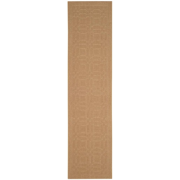 Palm Beach 2 ft. x 12 ft. Maize Border Geometric Runner Rug