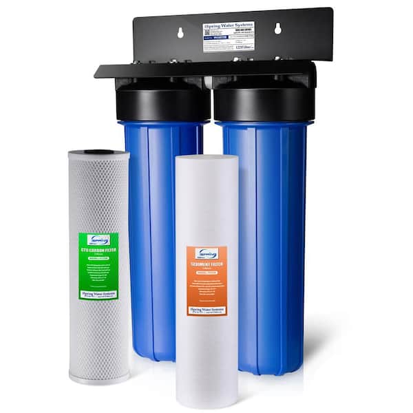 ISPRING Whole House Water Filter System w/ Sediment and Carbon Block Filters, 2-Stage, Up to 100k Gal. Capacity, Fine Sediment and Carbon