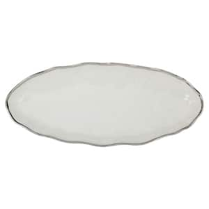 19.5 in. Multi-Colored Porcelain Regency Silver Oval Fish Platter