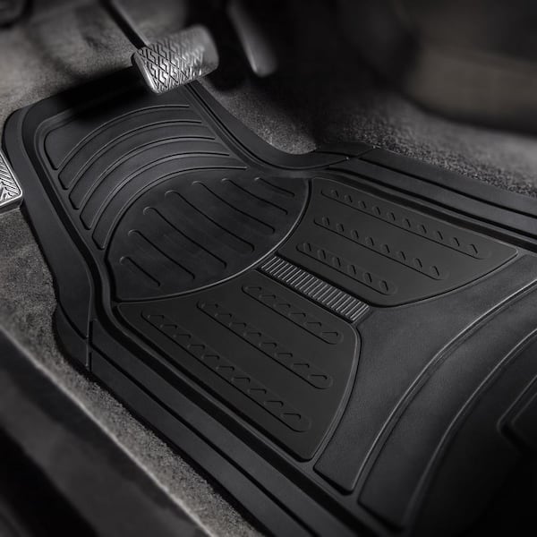 FH Group Black Trimmable Liners Heavy Duty Tall Channel Floor Mats -  Universal Fit for Cars, SUVs, Vans and Trucks - Full Set DMF11513BLACK -  The Home Depot