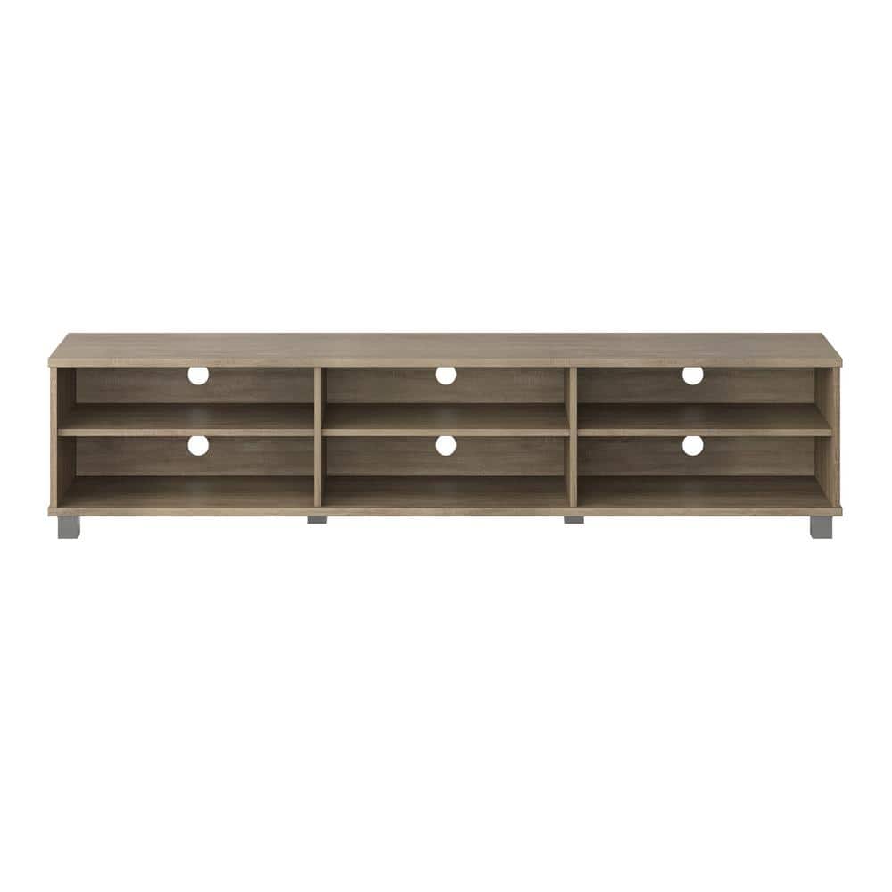 Brown Wood Grain TV Stand with Cabinet for 85" TVs