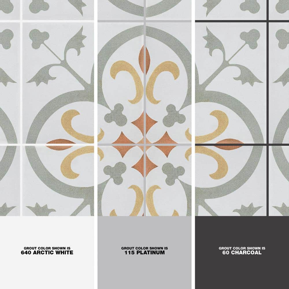 Revival Mini Memory 4" x 4" Off-White Ceramic Patterned Tile