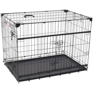 30 in. Sliding Double Door Dog Crate with Patented Corner Stabilizers, Removable Tray, Rubber Feet and Carrying Handle
