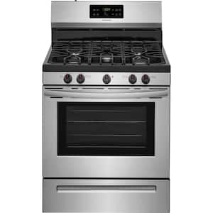 30 in. 5 Burner Freestanding Gas Range in Stainless Steel with Self-Cleaning Oven