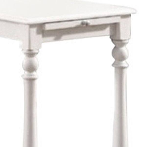 Benjara 23.75 in. H White Wooden Side Table with Turned Legs and