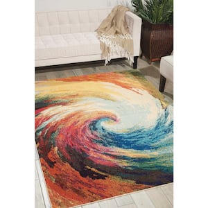 Celestial Wave Multicolor 8 ft. x 11 ft. Abstract Contemporary Area Rug