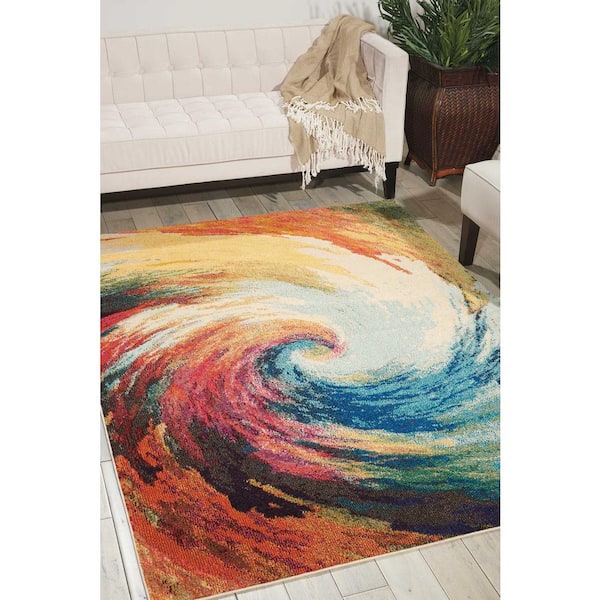 Celestial Wave Multicolor 8 ft. x 11 ft. Abstract Contemporary Area Rug