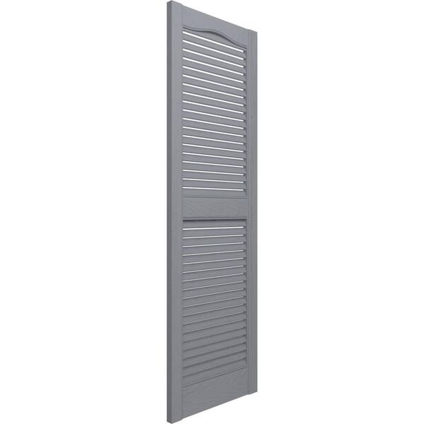 Window Nominal Edge x 55 in White Louvered Vinyl Exterior Shutters Pair 15 in 