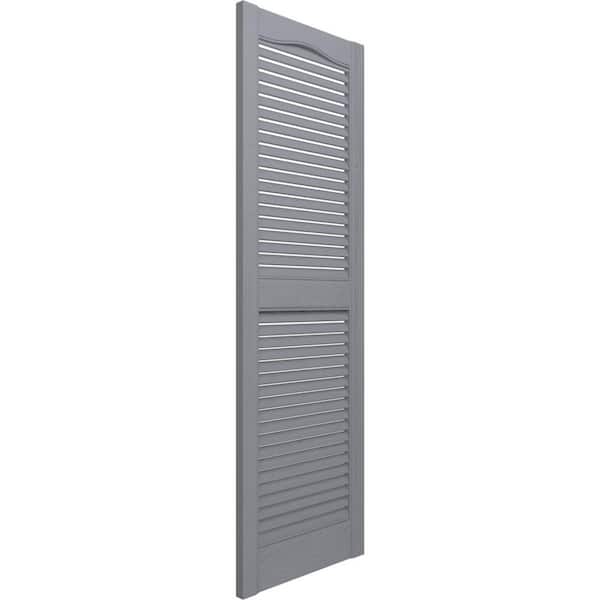 Exterior Shutters Black Louvered Vinyl Pair 15 in Rectangle Decorative x 60 in 