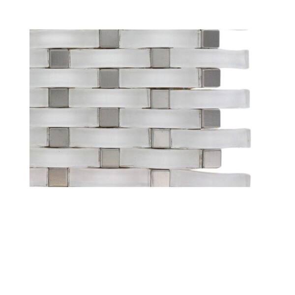 Ivy Hill Tile Contempo Curve Bright White Glass Mosaic Floor and Wall Tile - 3 in. x 6 in. x 8 mm Tile Sample