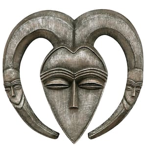 14 in. x 15 in. Kwele African Tribal Wall Mask Sculpture