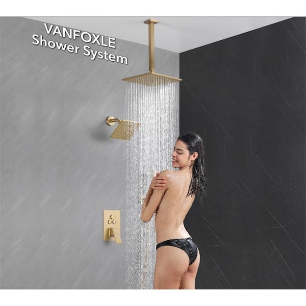 VANFOXLE sold Shower Faucets Sets Complete Chrome Shower System 10” Rainfall Shower