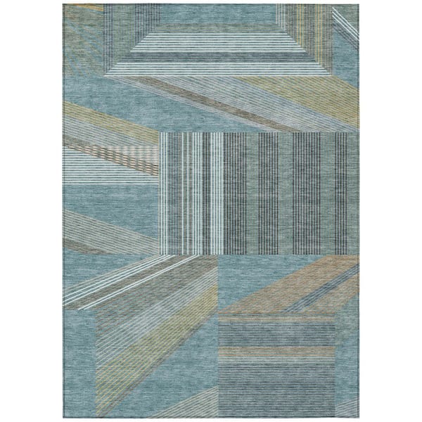 Chantille Machine Washable Indoor/Outdoor Abstract ACN2840 Teal 10 ft. x 14 ft. Area Rug