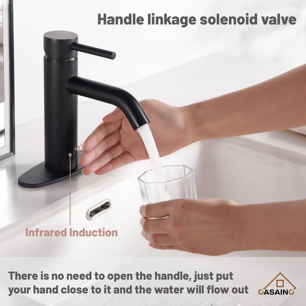 Matte Black Stainless Steel Touchless Bathroom Sink Faucet