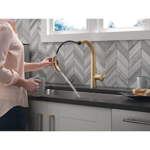 Keele Gold Single Handle Pull Down Sprayer Kitchen Faucet in Champagne Bronze