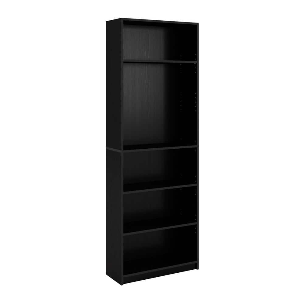 Teo Black Adjustable 5-Tier Bookshelf