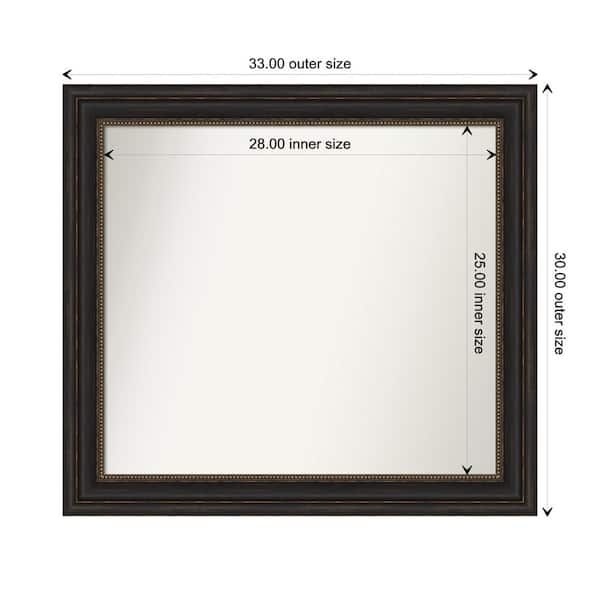 Amanti Art Accent Bronze 33 in. x 30 in. Custom Non-Beveled Polystyrene Antique Framed Bathroom Vanity Wall Mirror