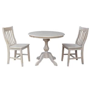 Sophia 3-Piece 36 in. Weathered Taupe Extendable Solid Wood Dining Set with Cafe Chairs