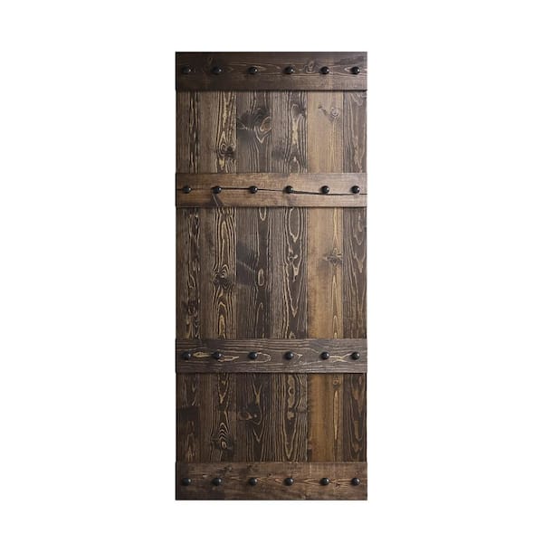 COAST SEQUOIA INC Castle Series 36 in. x 84 in. Kona Coffee Finish Knotty Pine Wood Barn Door Slab