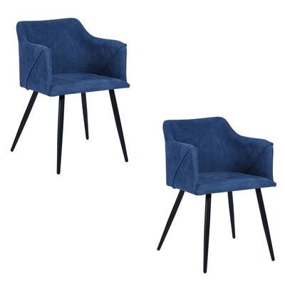 Dark Blue Upholstered Dining Chair Stylish Side Chairs (Set of 2)