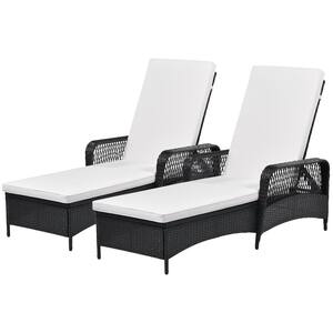 Cushioned Patio PE Rattan Wicker Outdoor Lounge Chair with Beige Cushions (1 Set)