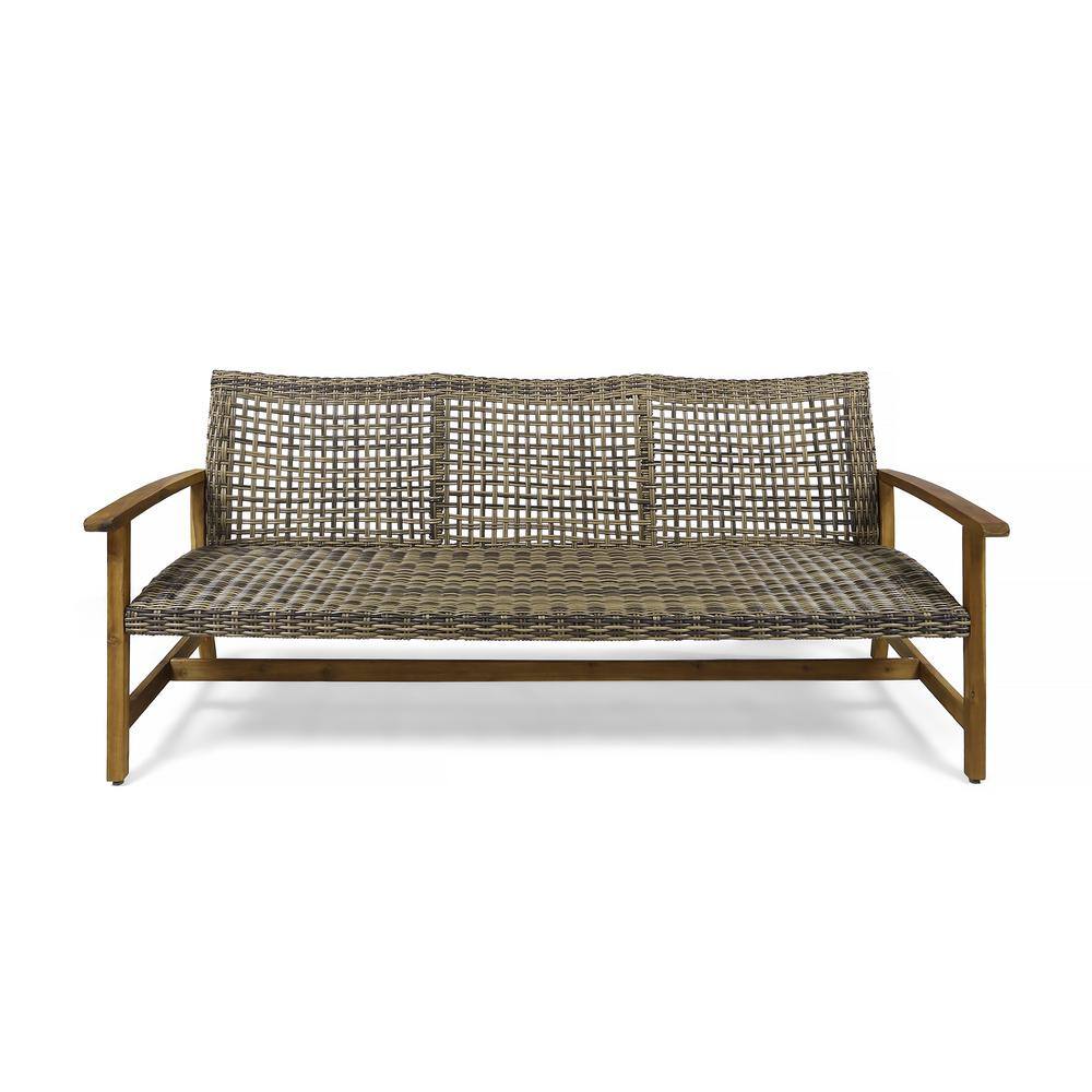 Hampton Natural Plus Grey Wood Outdoor Sectional by Christopher Knight Home