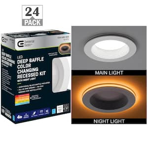 4 in. Adjustable CCT Integrated LED Recessed Light Trim with Night Light 625 Lumens Dimmable Kitchen Bathroom (24-Pack)