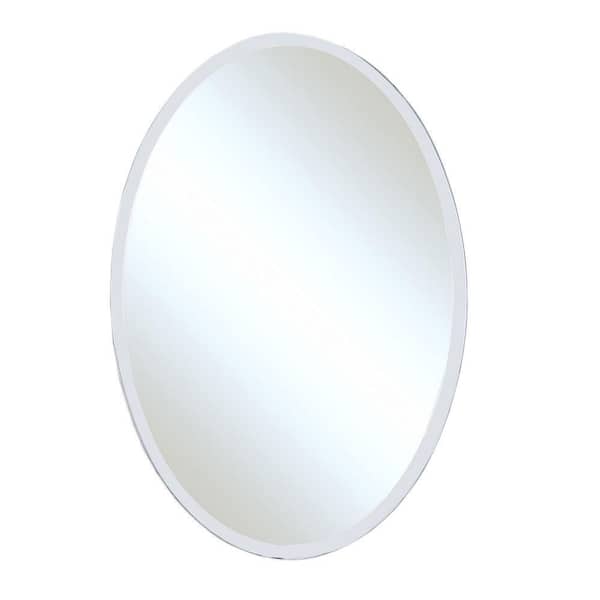 Bellaterra Home Winlock 21 in. W x 31 in. H Frameless Oval Bathroom Vanity Mirror
