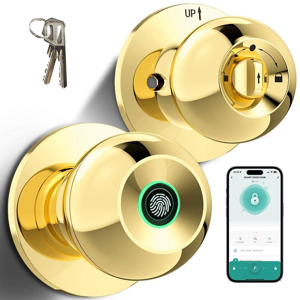 Smart Biometric Fingerprint Door Knob in Polished Brass price history on PriceWatchPro