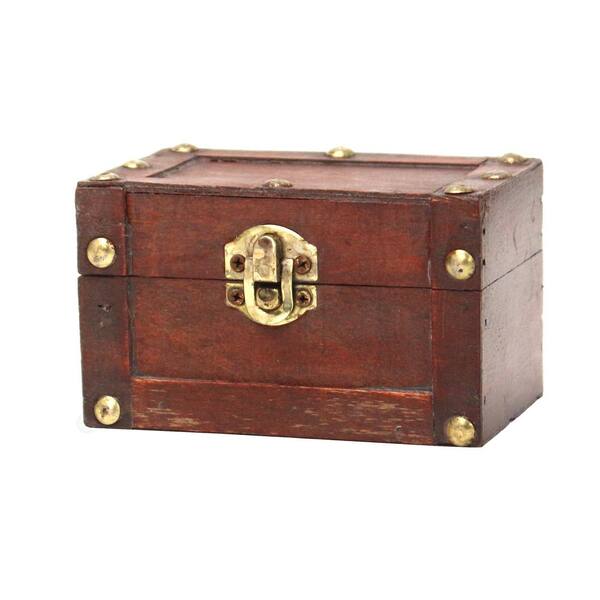 Vintiquewise 5 in. W x 3 in. D x 3 in. H Wood Small Mini Treasure Chest