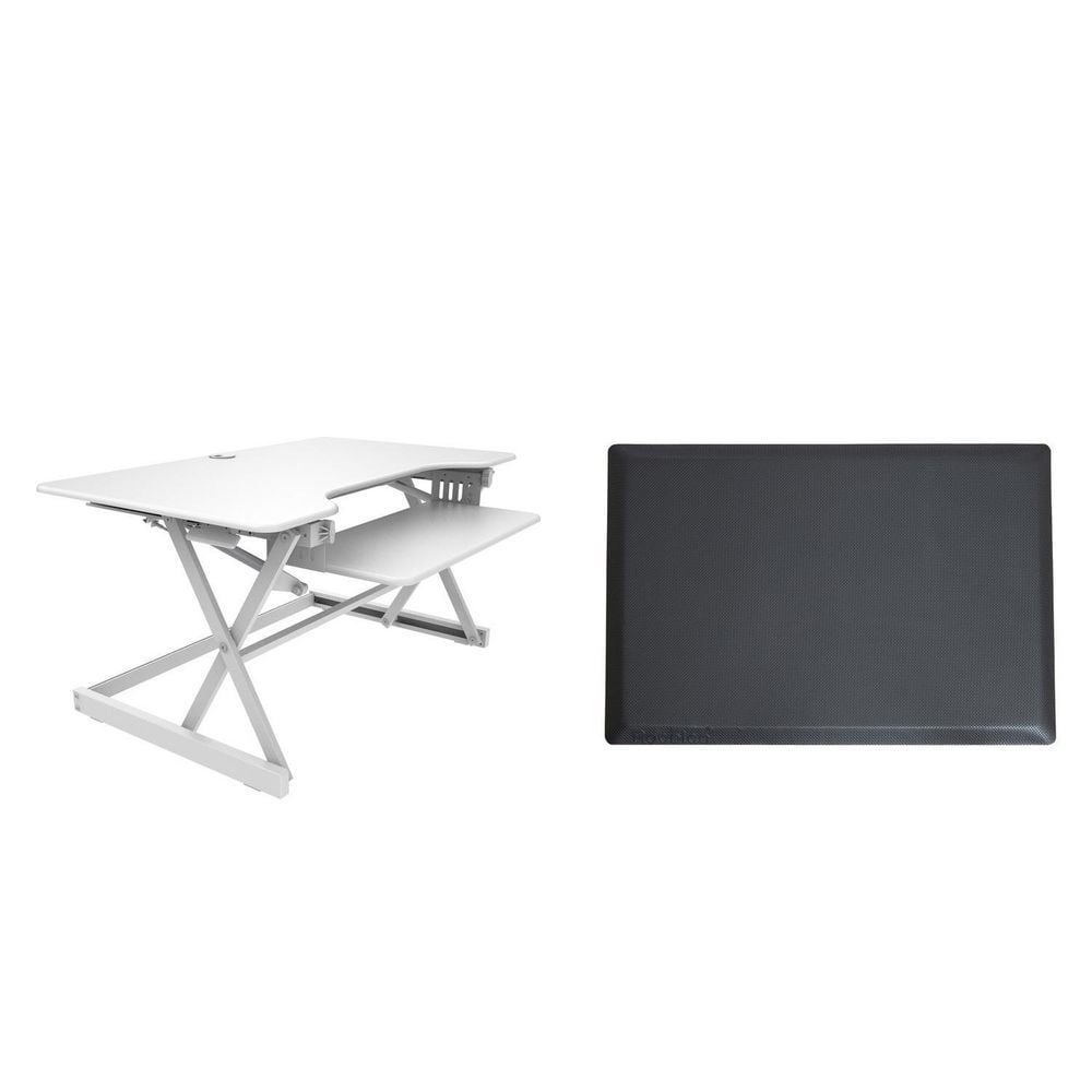 40 in. W White Height Adjustable Standing Desk Converter with Anti Fatigue Mat Computer Workstation Riser Keyboard Tray price history on PriceWatchPro