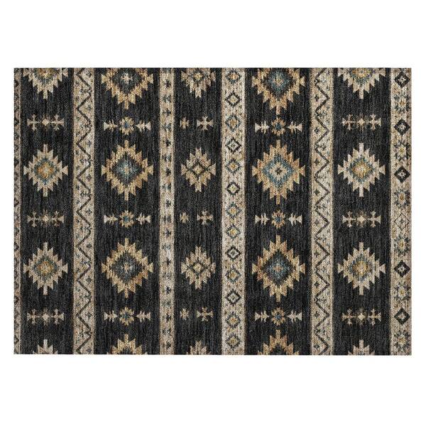 Chantille Machine Washable Indoor/Outdoor Abstract ACN3126 Black 2 ft. x 3 ft. Accent Rug