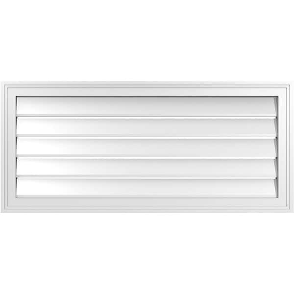 Ekena Millwork 40" x 18" Rectangular White PVC Paintable Gable Louver Vent Functional