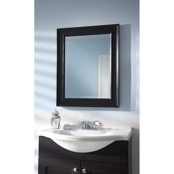 Mcs Medium Rectangle Black Beveled, 24 X 30 White Framed Mirror
