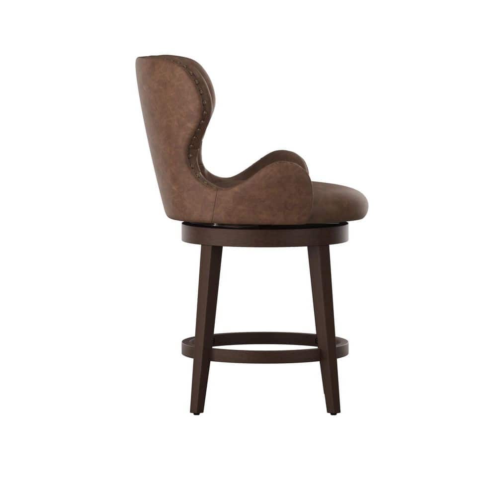 Mid-City 26" Brown Faux Leather Swivel Counter Stool