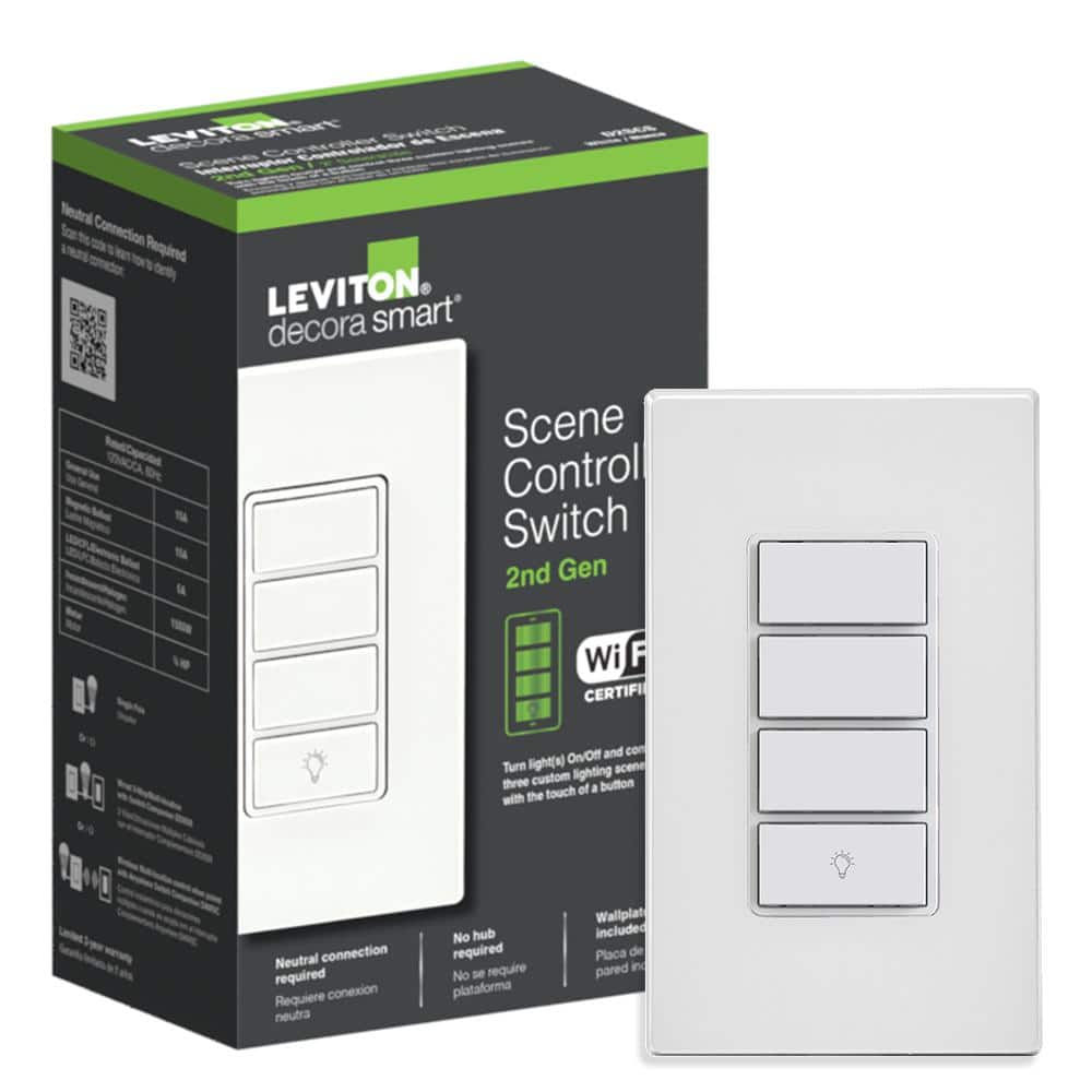 White Wi-Fi Smart Scene Controller Switch with Voice Control