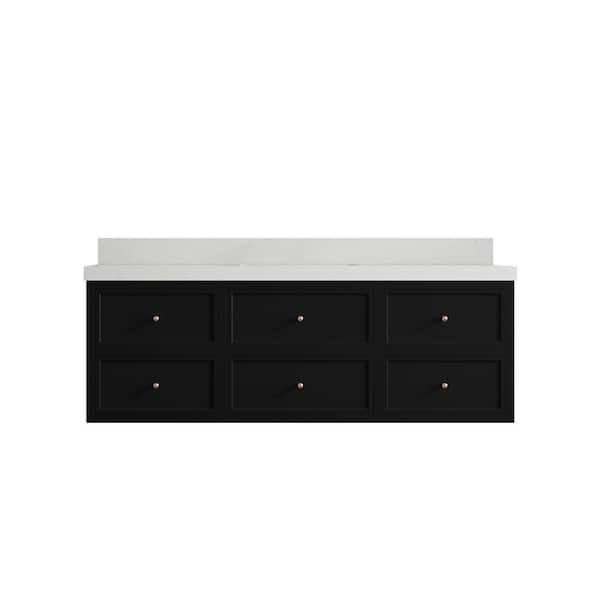 Willow Collections Roswell 60 in. Single Sink Freestanding Black Bath Vanity with Carrara Qt. Top Unassembled