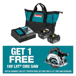 18-Volt LXT 4.0Ah Battery and Rapid Optimum Charger Starter Pack with Bonus 18-Volt LXT Brushless 6-1/2 in. Circular Saw