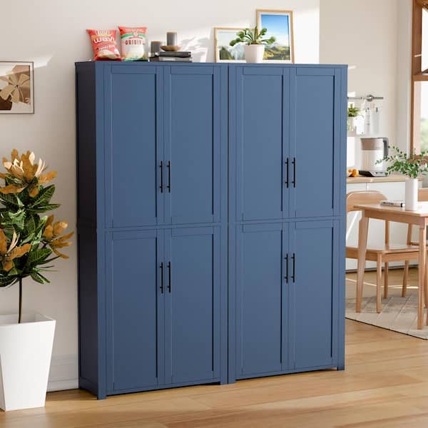 Lirago Navy Blue Wood 67 in. Tall Storage Cabinet with Adjustable